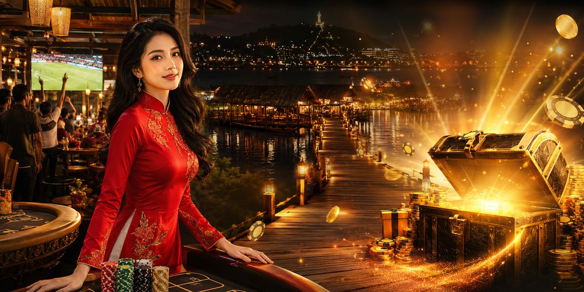 Không gian giải trí và casino tại Vũng Tàu với trang phục áo dài truyền thống Việt Nam